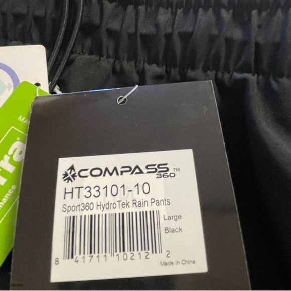 NWT Compass 360 HydroTek Rain Pants Black Size Large - Picture 2 of 12